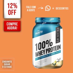 100% WHEY PROTEIN POTE 900G BAUNILHA - SHARK